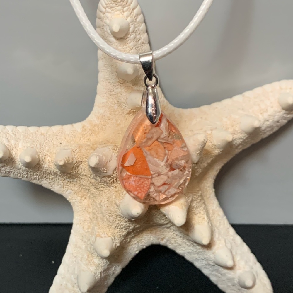 Crushed Blue Crab Shell Pendant & Necklace